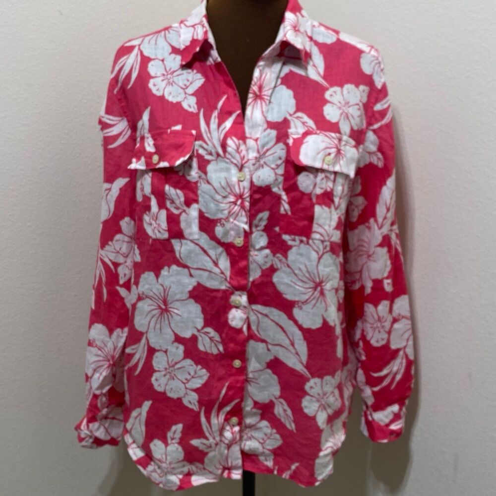 Tommy Bahama Pink and White Floral Button-Down Shirt